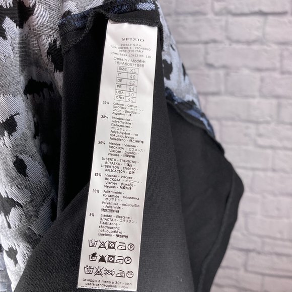 New Sfizio Italy 48 US 10 Blue Leopard Colorblock Ponte Knit Back Pencil Skirt - Picture 5 of 6